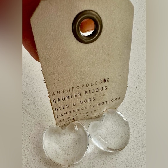 Anthropologie earrings- clear hearts -Very light and comfortable-So cute on NWT - Picture 5 of 7